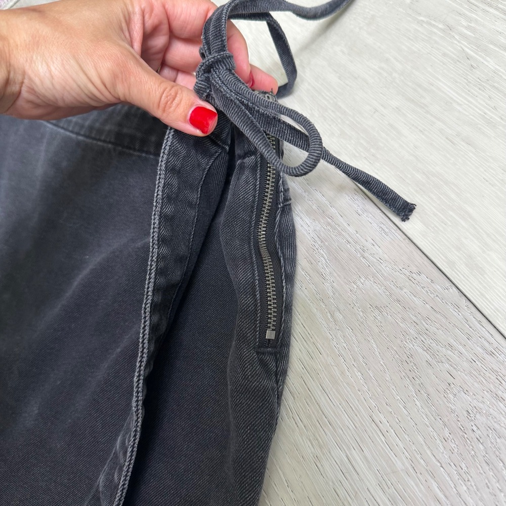 Happily Grey black wrap side tie zip closure denim mini skort frayed hem 7 28 - Picture 4 of 9